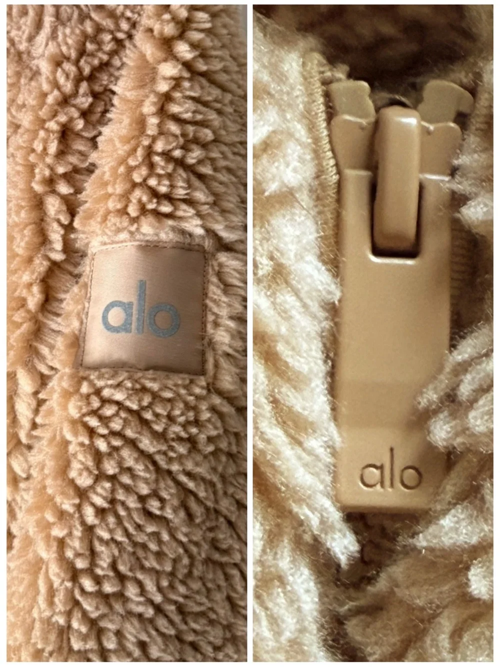 Alo Yoga Camel Tan Foxy Sherpa Hooded Full Zip Jacket Size Small
